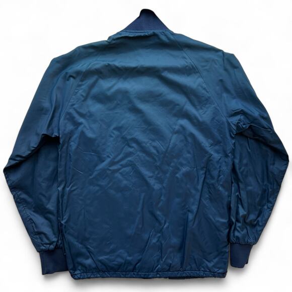 Vintage 80s NCAA Snap Nylon Bomber Jacket Navy Blue Varsity Athletic Coaches S - Picture 5 of 11